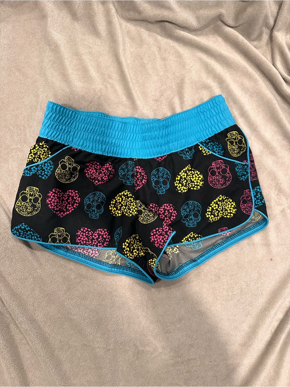 Xhilaration Black Athletic Shorts with Turquoise Waistband and Trim